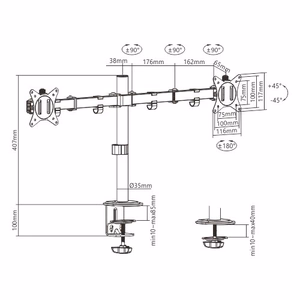 Gembird MA-D2-01 monitor mount / stand 81.3 cm (32") Desk Black