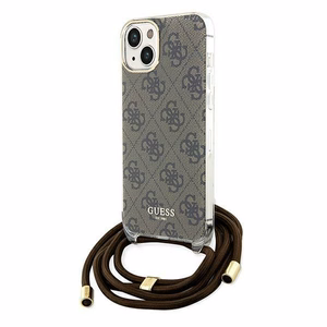 Guess Crossbody Cord 4G Print -suojakuori iPhone 15 / 14 / 13:lle - ruskea