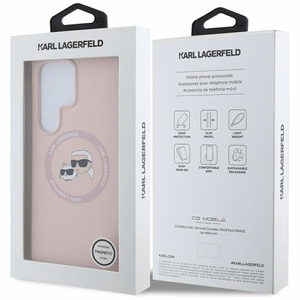 Karl Lagerfeld Suojakuori Samsung S25 Ultralle KLHMS25LSKCHTCP (Magneettinen Silikoninen Double Heads) Vaaleanpunainen