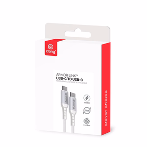 Crong Armor Link USB-C–USB-C-kaapeli, 0,25 m, 60 W PD, 3 A, valkoinen