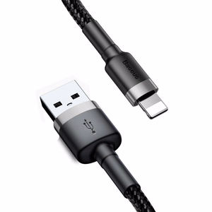 USB-kaapeli Baseus Cafule USB-A - Lightning 1,5A 2,0m harmaa-musta CALKLF-CG1