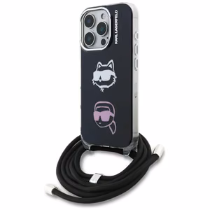 Karl Lagerfeld IML Crossbody Karl&Choupette Head Suojakuori iPhone 16 Pro Max:lle - Musta