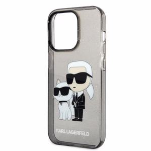 Karl Lagerfeld Glitter Karl&Choupette suojakuori iPhone 14 Pro:lle - musta