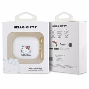 Hello Kitty Silicone 3D Kitty Head suojakuori AirPods 3:lle - valkoinen