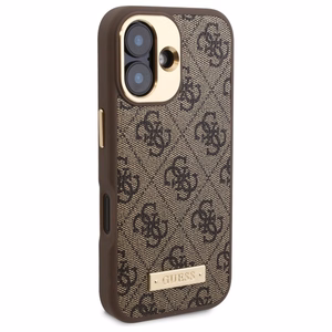 Guess 4G Logo Plate MagSafe iPhone 16 Suojakuori - Ruskea