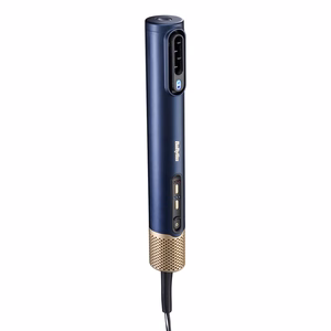 BaByliss AS6550E – 1500 W ionisoiva kuumailmaharja, 3 lämpöasetusta, sininen/kullanvärinen