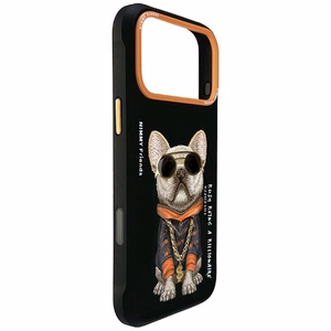 Musta NIMMY SIISTI SILMÄLASIPÄINEN KOIRA suojakuori IPHONE 18 Pro/17 Pro -puhelimelle