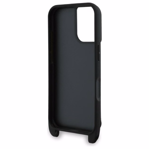 Karl Lagerfeld Saffiano Karl&Choupette Metal Pin CBDY hihna suojakuori iPhone 16:lle - musta