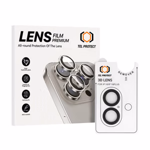 Karkaistu lasi Tel Protect 3D Lens kameralle iPhone 16/16 Plus:lle musta (linssi 2 kpl)