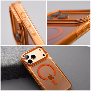 Case for iPhone 17 AIR Frame Clear Hybrid Mag Cover compatible with MagSafe hermes orange