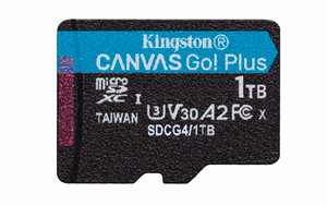 Kingston memory card 1TB microSDXC Canvas Go Plus Gen4 200MB/s A2 U3 V30 + adapter