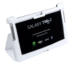 Aidosta nahasta valmistettu Samsung Galaxy Tab P5100 -suojakotelo, valkoinen