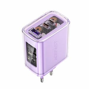 Acefast charger GaN 65W 3 ports (1xUSB, 2xUSB C) purple (A45)