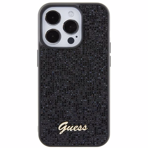 Guess Disco Metal Script Suojakuori iPhone 15 Pro:lle - musta