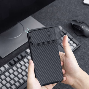 Nillkin Synthetic Fiber S Case iPhone 14 Pro Max kotelo kamerasuojalla, musta