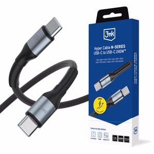 3mk Hyper Cable N-SERIES USB-C / USB-C 3m PD 3.0 QC 3.0 48V / 5A 240W - musta