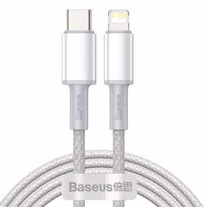 USB-C - Lightning Baseus High Density Braided kaapeli, 20W, PD, 2m (valkoinen)