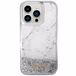 Guess GUHCP14LLCSGSGH iPhone 14 Pro 6.1" valkoinen/valkoinen hardcase Liquid Glitter Marble