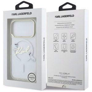 Karl Lagerfeld IML Choupettes Karl Script Logo MagSafe Suojakuori iPhone 17 Pro:lle - Läpinäkyvä