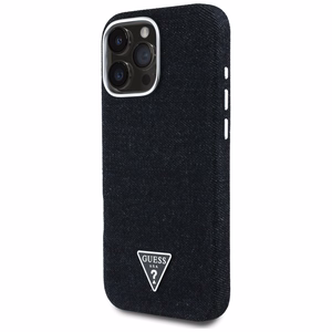 Guess HC MagSafe FW Denim Triangle Logo Suojakuori iPhone 16 Pro Max:lle - musta