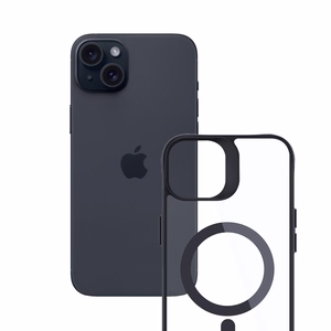 3mk Satin Armor MagCase MagSafe-tuella iPhone 15:lle - Läpinäkyvä mustalla kehyksellä
