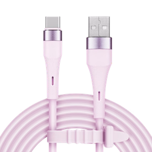 Kruger&Matz Basic USB–USB-C-silikonikaapeli, 1 m, vaaleanpunainen