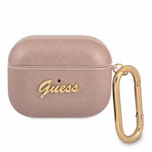 Guess GUAPSASMP AirPods Pro -suojus vaaleanpunainen/vaaleanpunainen Saffiano Script Metal Collection -mallisto
