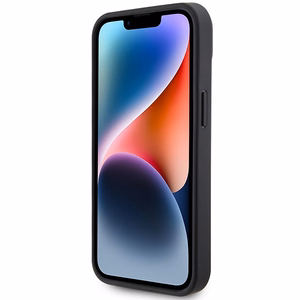 AMG nahkainen Debossed Lines suojakuori iPhone 15 Plus:lle - musta