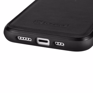 iCarer Nahka Öljyvaha kotelo päällystetty luonnon nahkaa iPhone 14 Plus musta (WMI14220719-BK)