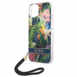 Guess GUOHCP14SHFLSB iPhone 14 6.1 "blue / blue hardcase Flower Strap