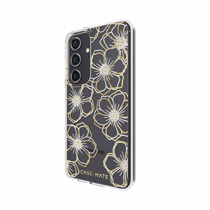Case-Mate Floral Gems suojakuori Samsung Galaxy S24 -laitteelle, kullanvärinen