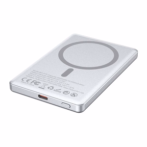 BWOO alumiini Magneettinen varavirtalähde P75 PD 20W 5000 mAh digitaalinäytöllä ja USB-C-portilla hopeinen