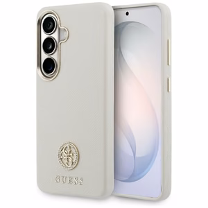 Guess Suojakuori Rhinestone Round Logo MagSafe Samsung Galaxy S26 Plus:lle beige