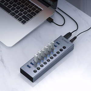 Orico BT2U3-16AB Keskitin 16x USB-A 3.0 kytkimillä - harmaa