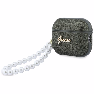 Guess Glitter Pearl Strap Suojakuori AirPods Pro 3:lle - Musta ja Glitter