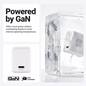 Crong Ultra Compact GaN USB-C-seinälaturi, 45 W PD 3.0, PPS, valkoinen