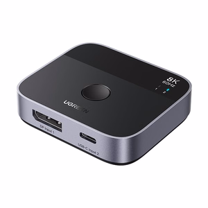 Ugreen DisplayPort/USB-C - USB-C -kytkin - harmaa