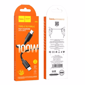 Hoco USB-C - USB-C -kaapeli PD 6A 100W 1 m X96 musta