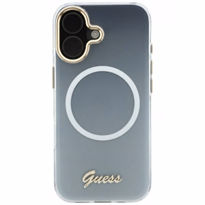 Guess IML Gradient Script Metal MagSafe Suojakuori iPhone 17:lle - Valkoinen