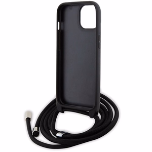 Karl Lagerfeld Suojakuori iPhone 15 6,1 KLHCP15SSASKNPSK musta HC Saffiano Ikonik Metal Pin Monogram Crossbody