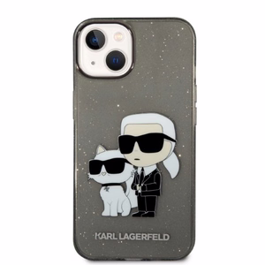 Karl Lagerfeld Glitter Karl&Choupette suojakuori iPhone 14 Plus:lle - musta
