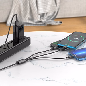Musta Borofone BX72 3-in-1 USB–USB-C / Micro-USB / Lightning -kaapeli, 2 A, 1 m