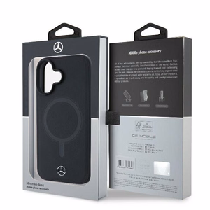 Mercedes Plain Smooth nahkainen MagSafe Suojakuori iPhone 16:lle - musta