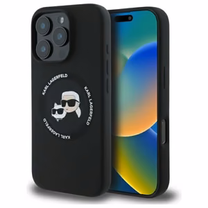 Karl Lagerfeld KLHMP16XSKCHTCK iPhone 16 Pro Max 6.9 musta/musta kovakuori Silikoninen Karl&Choupette Heads MagSafe