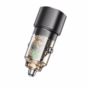 Autolaturi Borofone BZ20A Smart USB-A/USB-C QC3.0 PD 83W läpinäkyvä musta