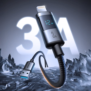 Joyroom S-A16 Pro Prism Series 3A USB-A - Lightning Kaapeli näytöllä 1.2m - Musta