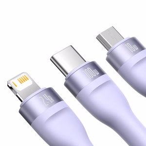 Baseus Cable Flash Series II 3 in 1 - USB to Type C, Lightning, Micro USB - 100W 6A 1,2 metres (CASS030005) purple