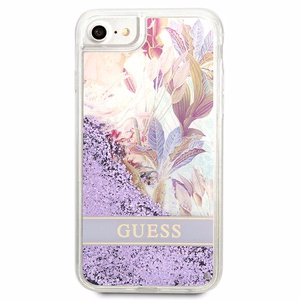 Arvaa kukka nestemäinen glitter kotelo iPhone SE 2022 / SE 2020 / 7 / 8 - lila