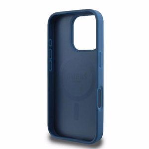 Guess Suojakuori iPhone 16 Pro:lle MagSafe-yhteensopiva GUHMP16LG4GFRB (PU 4G Ring Classic Logo) sininen