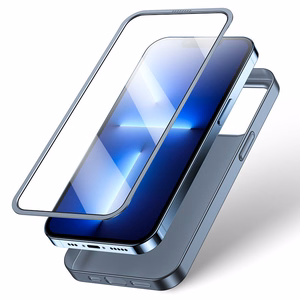 Joyroom 360 Full Case edessä ja takana kansi iPhone 13 Pro + karkaistua lasia näytönsuoja harmaa (JR-BP935 tranish)